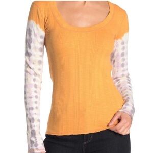 Free People We the Free Big Sur Long-Sleeve T-Shirt, Medium, Orange/mustard